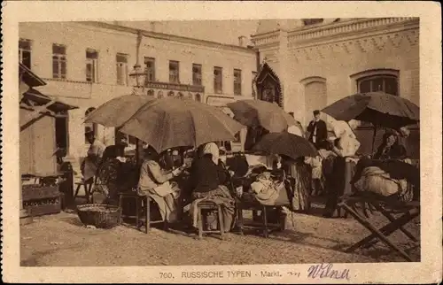 Ak Russische Typen, Am Markt, Händler