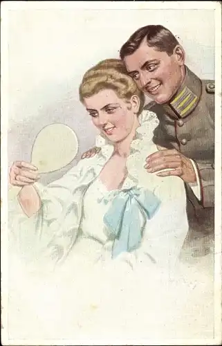 Künstler Ak Nagel, G., Wir beide, Soldat mit Frau, Unsere Kriegsleutnants daheim