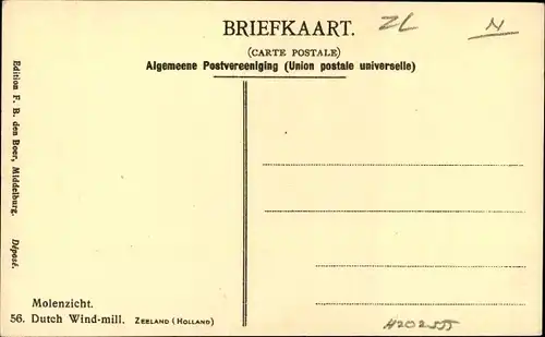 Ak Zeeland Niederlande, Molen, Mädchen in Tracht