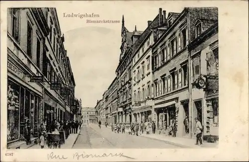 Ak Ludwigshafen am Rhein, Bismarckstraße, Geschäfte