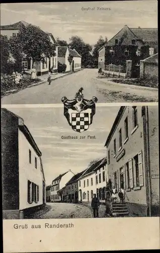 Ak Randerath Heinsberg im Rheinland, Gasthof Reiners, Gasthof zur Post, Wappen