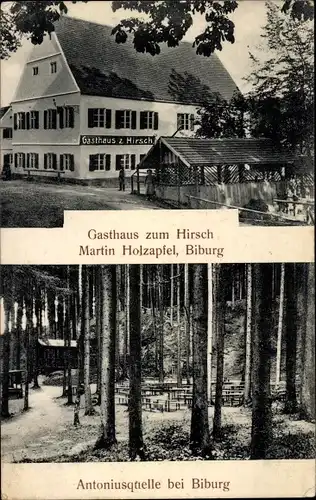 Ak Biburg Diedorf Kreis Augsburg, Antoniusquelle, Gasthaus zum Hirsch