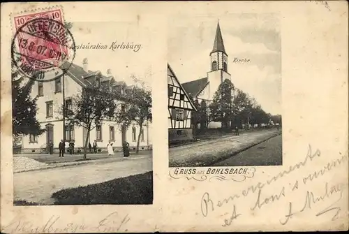 Ak Bohlsbach Offenburg in Baden Schwarzwald, Kirche, Restauration Karlsburg