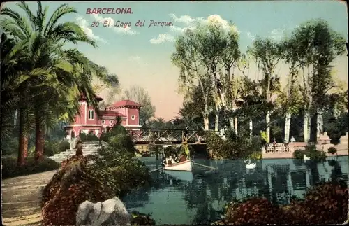 Ak Barcelona Katalonien Spanien, El Lago del Parque