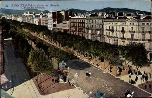 Ak Barcelona Katalonien Spanien, Paseo de Gracia