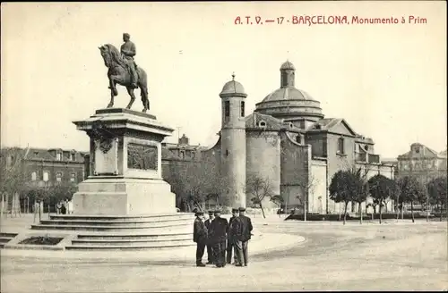 Ak Barcelona Katalonien Spanien, Monumento à Prim