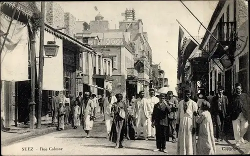 Ak Suez Ägypten, Rue Colmar