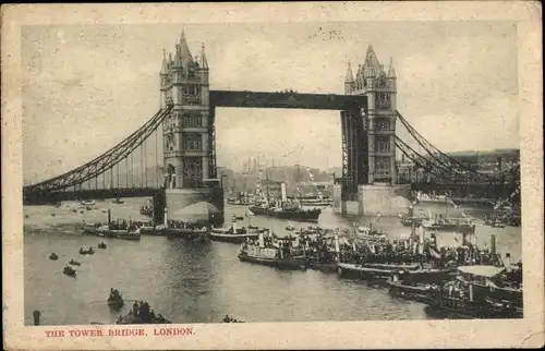 Ak London City England, Tower Bridge, Dampfer