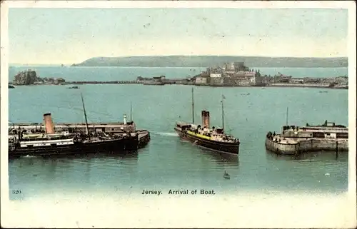 Ak Saint Helier Kanalinsel Jersey, The Harbour, Arrival of Boat