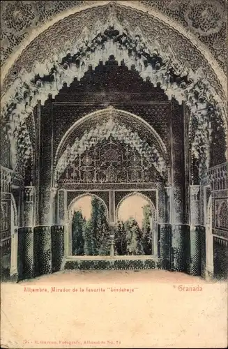 Ak Granada Andalusien Spanien, Alhambra, Mirador de la Favorita Lindaraja