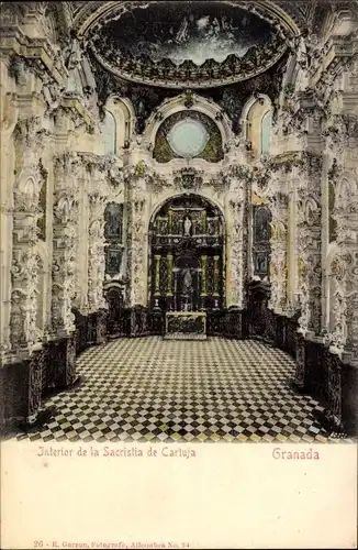 Ak Granada Andalusien Spanien, Interior de la Sacristia de Cartuja
