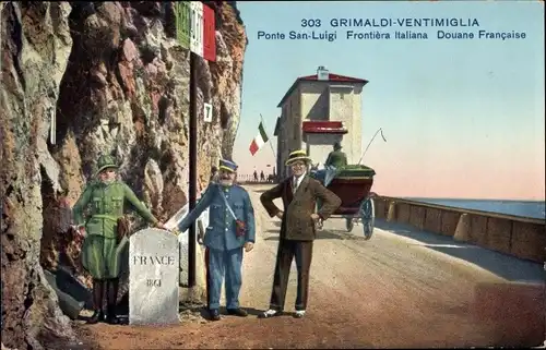 Ak Grimaldi Ventimiglia Liguria, Grenze Italien Frankr.