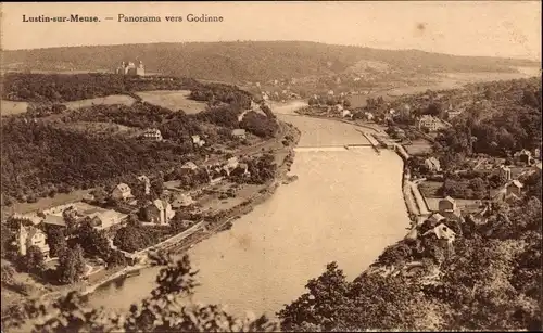 Ak Lustin Profondeville Wallonien Namur, Panorama vers Godinne
