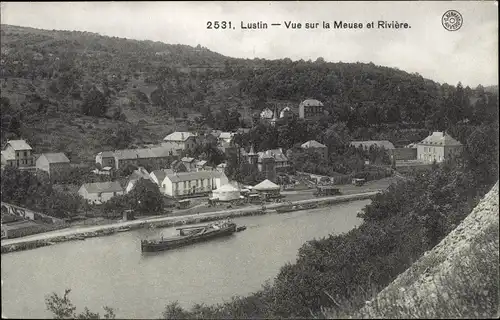 Ak Lustin Profondeville Wallonien Namur, Vue sur la Meuse et Rivière