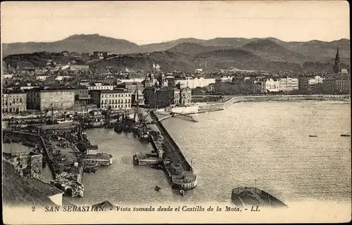 Ak Donostia San Sebastian Baskenland, Vue prise du Château du Nord