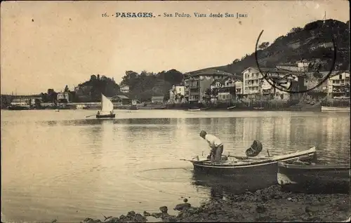 Ak Pasaia Pasajes Pasages Baskenland, San Pedro, Vista desde San Juan