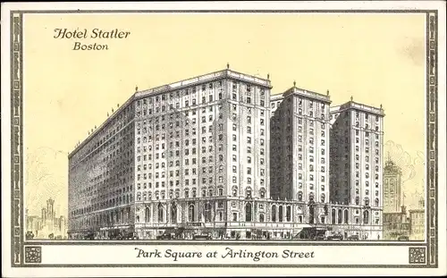 Ak Boston Massachusetts USA, Hotel Statler, Park Square, Arlington Street