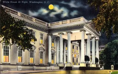 Ak Washington DC USA, Das Weiße Haus bei Nacht, White House at Night