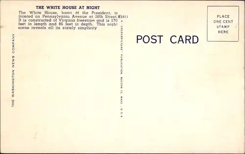 Ak Washington DC USA, Das Weiße Haus bei Nacht, White House at Night