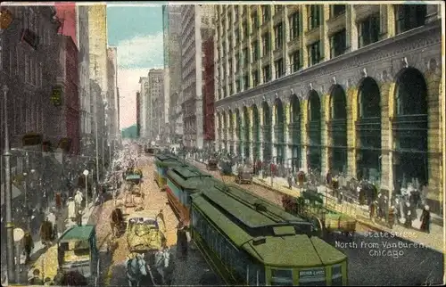 Ak Chicago Illinois USA, Straßenbahn State Street