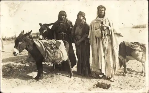 Foto Ak Beduinen mit Eseln, Maghreb, 1936