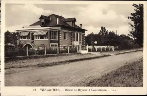 Ak Ver sur Mer Calvados, Route de Bayeux a Courseulles