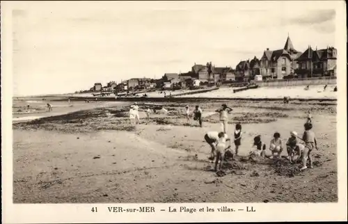 Ak Ver sur Mer Calvados, La Plage et les villas