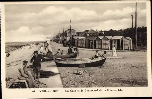 Ak Ver sur Mer Calvados, La Cale et le Boulevard de la Mer