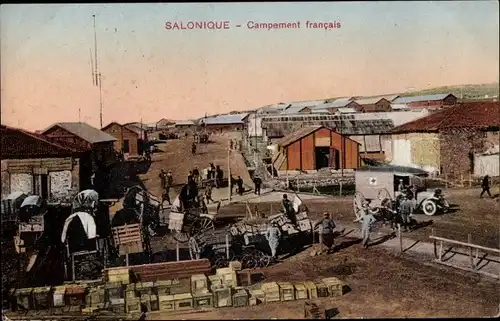 Ak Thessaloniki Griechenland, Campement francais, französisches Militärlager