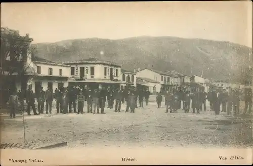 Ak Itea Griechenland, Straßenpartie, Grand Hotel, Passanten