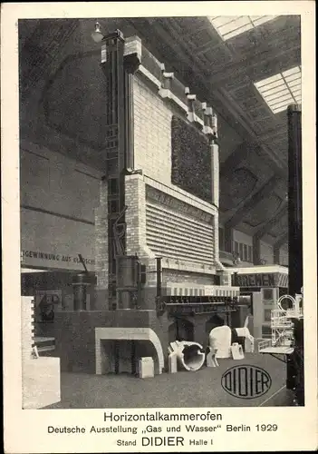 Ak Horizontalkammerofen Firma Didier, Deutsche Ausstellung Gas und Wasser Berlin 1929
