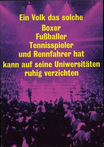 Künstler Ak Klaus Staeck, Parallel, Boxer, Fußballer, Uniwersitäten