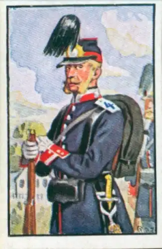 Sammelbild Deutsche Uniformen, 1864 - 1914, Serie 33 Bild 194, Schwerin. 4. Inf. Batl. 1866