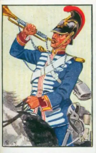 Sammelbild Deutsche Uniformen, 1864 - 1914, Serie 24 Bild 141, 2. Reiter Regt., Sachsen 1870