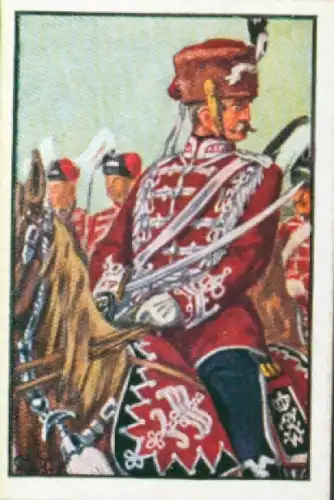 Sammelbild Deutsche Uniformen, 1864 - 1914, Serie 12 Bild 69, Pomm. Husaren Regt. Nr. 5, 1870