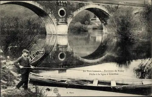 Ak Nancy Meurthe et Moselle, Peche a la ligne a Liverdun