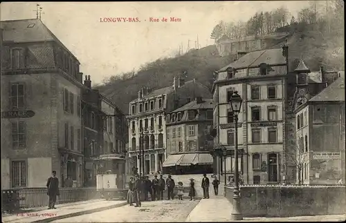 Ak Longwy Bas Meurthe et Moselle, Rue de Metz, Straßenbahn