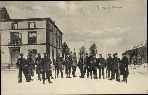 Ak Villers la Montagne Meurthe et Moselle, Franz. Soldaten, Winter