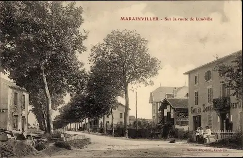 Ak Marainviller Meurthe et Moselle, Sur la route de Luneville, Restaurant