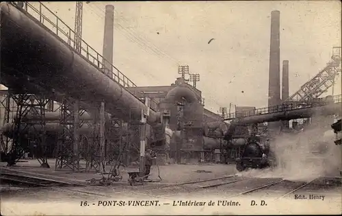 Ak Pont Saint Vincent Meurthe et Moselle, L'interieur de l'Usine