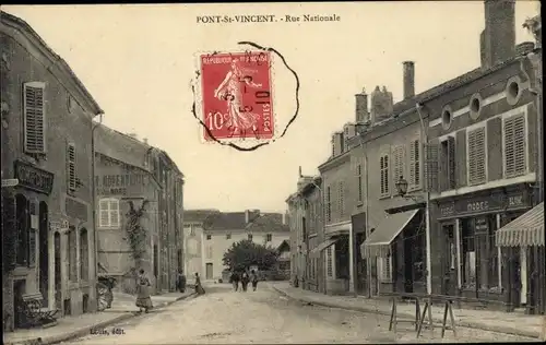 Ak Pont Saint Vincent Meurthe et Moselle, Rue Nationale