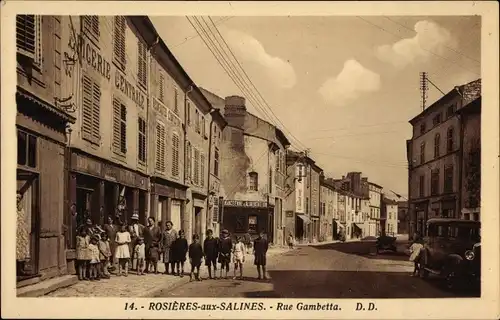 Ak Rosieres aux Salines Meurthe et Moselle, Rue Gambetta