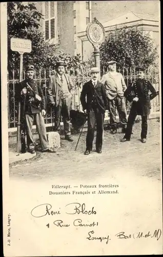 Ak Villerupt Meurthe et Moselle, Douaniers Francais et Allemand