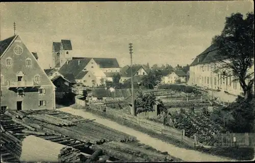 Ak Steingaden in Oberbayern, Ortspartie, Kirche, Sägewerk