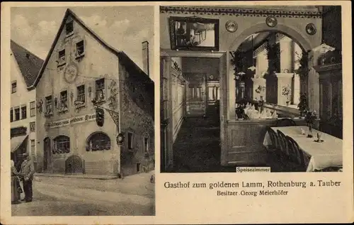 Ak Rothenburg ob der Tauber Mittelfranken, Gasthof zum goldenen Lamm