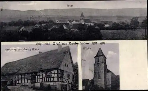 Ak Gastenfelden Buch am Wald, Gesamtansicht, Kirche, Handlung von Georg Klaus