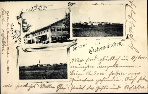 Ak Ostermünchen Tuntenhausen in Oberbayern, Gasthaus, Ortsansicht