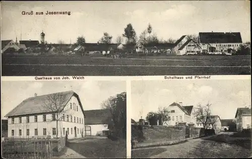 Ak Jesenwang in Oberbayern, Gasthaus Joh. Walch, Schulhaus, Pfarrhof, Ortsansicht