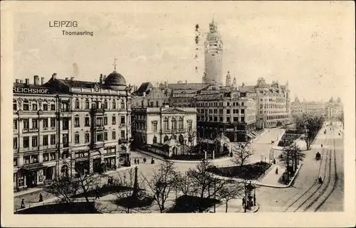 Ak Leipzig, Reichshof am Dittrichring mit Geschäften und Turm, Thomasring