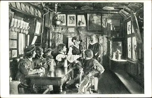 Ak Nürnberg in Mittelfranken, Inneres des Bratwurstglöckleins